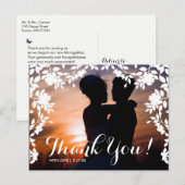 ロマンティック フラワー ボーダー | サンキュー ポストカード (正面/裏面)