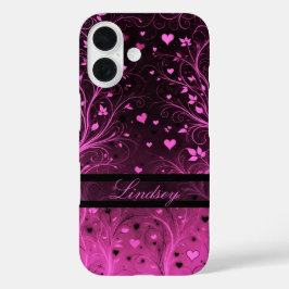 ロマンティック フローラル ハート柄 iPhone 16ケース