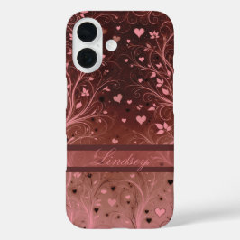 ロマンティック フローラル ハート柄 iPhone 16ケース