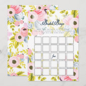 ロマンティック フローラル ブライダル シャワー ビンゴ ゲーム カード (正面/裏面)