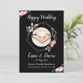 ロマンティック ブラック カリグラフィー オール ウェディング 招待状 (スタンド正面)