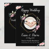 ロマンティック ブラック カリグラフィー オール ウェディング 招待状 (正面/裏面)