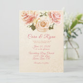 ロマンティック ブラッシュ ピンク ローズ エレガント ウェディング インビテーション (スタンド正面)