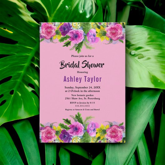 ロマンティック ブルーム ローズ サマー フラワーブライダルシャワー 招待状