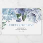 ロマンティック ブルー フラワーブライダルシャワー パーティーファヴォリ スパークリングワインラベル (シングルラベル)