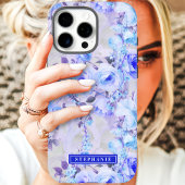 ロマンティック ブルー＆ラベンダー フローラル 名前入り Case-Mate iPhoneケース
