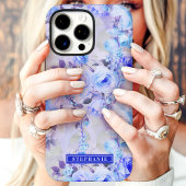 ロマンティック ブルー＆ラベンダー フローラル 名前入り Case-Mate iPhoneケース