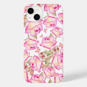 ロマンティック ホワイト ピンク イエロー サマー ローズ フラワー柄 Case-Mate iPhone 14 PLUSケース