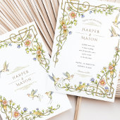 ロマンティック・ボタニカル・フラワーズ＆バード・ウェディング 招待状