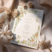 ロマンティック・ボタニカル・フラワーズ＆バード・ウェディング 招待状