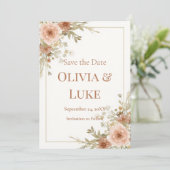 ロマンティック ボーホー ガーデン 水彩 フラワーパンパス 招待状 (スタンド正面)