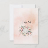 ロマンティック ボーホー – ブラッシュ ピンクのピーオニーとグリーン 出欠カード (裏面)