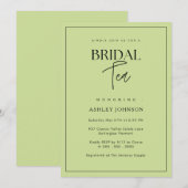 ロマンティック ミニマリスト スクリプト ライムグリーン ブライダル ティー 招待状 (正面/裏面)