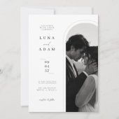 ロマンティック ミニマル アーチ ポートレート ウェディング インビテーション (正面)