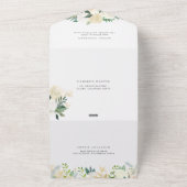 ロマンティック ミューテッド フローラル リース ボタニカル ウェディング オールインワン招待状 (外側)