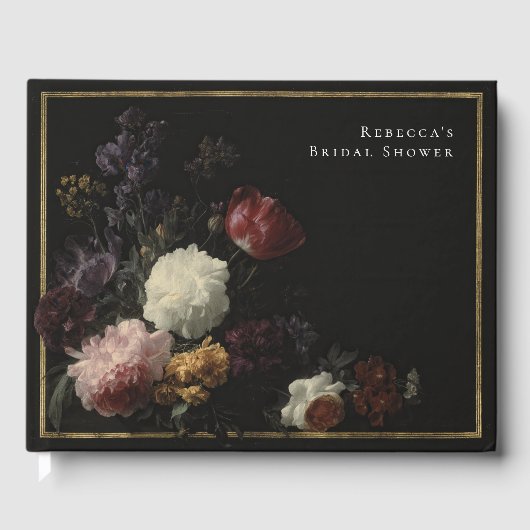 ロマンティック ムーディ ブラック ゴシック フラワーズ ブライダル シャワー ゲストブック (正面)