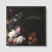 ロマンティック ムーディ ブラック ゴシック フローラル ブライダル シャワー ゲストブック (正面)