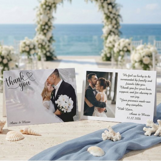 ロマンティック モダン エーテリアル フォト ウェディング サンキューカード