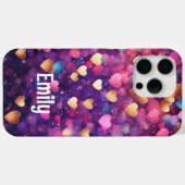 ロマンティック モダン ラブ ハート 名前入り Case-Mate iPhoneケース (裏面 (横))