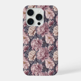 ロマンティック モーヴ ピオニー クリーム フラワー柄 iPhone 15 PROケース