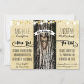 ロマンティック·ライト&素朴ツリー·ポスト·ウェディング·インベイト マグネット招待状 (正面)