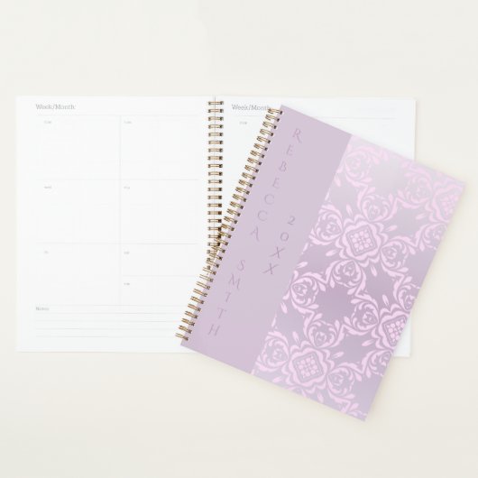 ロマンティック ラグジュアリー おしゃれな ライトピンク ダマスク柄 プランナー手帳 (ディスプレー)