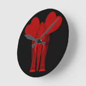 ロマンティック·レッド·エレファント ラウンド壁時計 (傾斜)