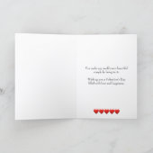 ロマンティック レッド ローズ バレンタインデー グリーティング カード (内部)