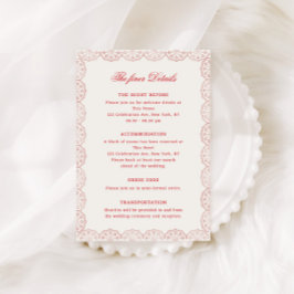 ロマンティック レッド ヴィンテージ モノグラム クレスト ウェディング エンクロージャーカード