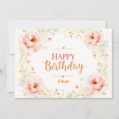 ロマンティック ローズゴールド スクリプト カード (正面)