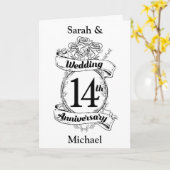 ロマンティック ローゼス 14TH 結婚14周年記念日 カード (黄色い花)