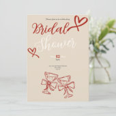 ロマンティック ヴィンテージ レッドハート ブライダルシャワー 招待状 (スタンド正面)