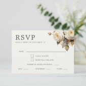 ロマンティック ヴィンテージ ローズ ウェディング 出欠カード (スタンド正面)
