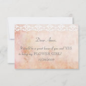 ロマンティック ヴィンテージ ローズ レース 私のフラワーガールに 招待状 (裏面)