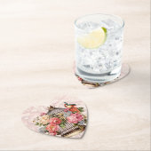 ロマンティック ヴィンテージ 水彩 フラワーバードケージ ペーパーコースター (インサイチュ)