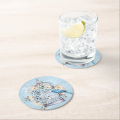 ロマンティック ヴィンテージ 水彩 フラワーバードケージ ラウンドペーパーコースター (インサイチュ)