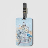 ロマンティック ヴィンテージ 水彩 フラワーバードケージ ラゲッジタグ (正面縦)