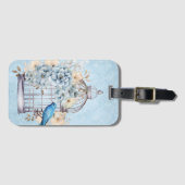 ロマンティック ヴィンテージ 水彩 フラワーバードケージ ラゲッジタグ (正面横)