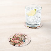 ロマンティック ヴィンテージ 水彩 フラワー 鳥かご ペーパーコースター (インサイチュ)