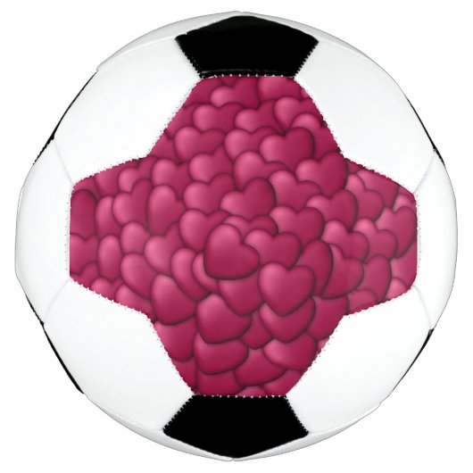 ロマンティック 3D 赤いハート柄-32322 サッカーボール (正面)