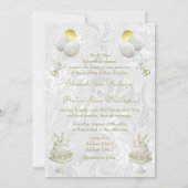 ロマンティ結婚ックズベル&シャンパンフルート 招待状 (裏面)