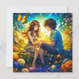 ロマンパーソナライズされたチアニメカップルのバレンタインデー カード