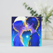 ロマンパーソナライズされたチアニメカップルのバレンタインデー カード (スタンド正面)