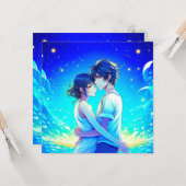 ロマンパーソナライズされたチアニメカップルのバレンタインデー カード (正面/裏面インサイチュ)