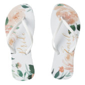 ロマンパーソナライズされたティガーデン桃フローラ花嫁 ビーチサンダル (ソール)