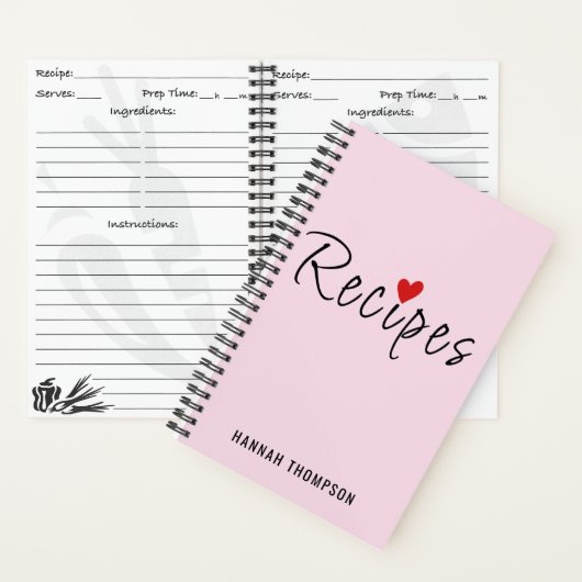 ロマンパーソナライズされたティックなレシピ書あなた自身 ノートブック (内側)
