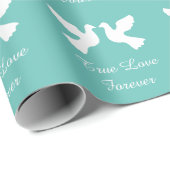 ロマンパーソナライズされたティックな白いカメ結婚の鳩 ラッピングペーパー (ロールコーナー)