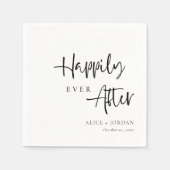 ロマンパーソナライズされたティックな白黒結婚の スタンダードカクテルナプキン (正面)