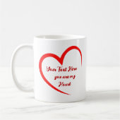 ロマンパーソナライズされたティックハートラブ コーヒーマグカップ (左)