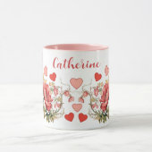ロマンパーソナライズされたティックヴィンテージケシとハート マグカップ (中央)